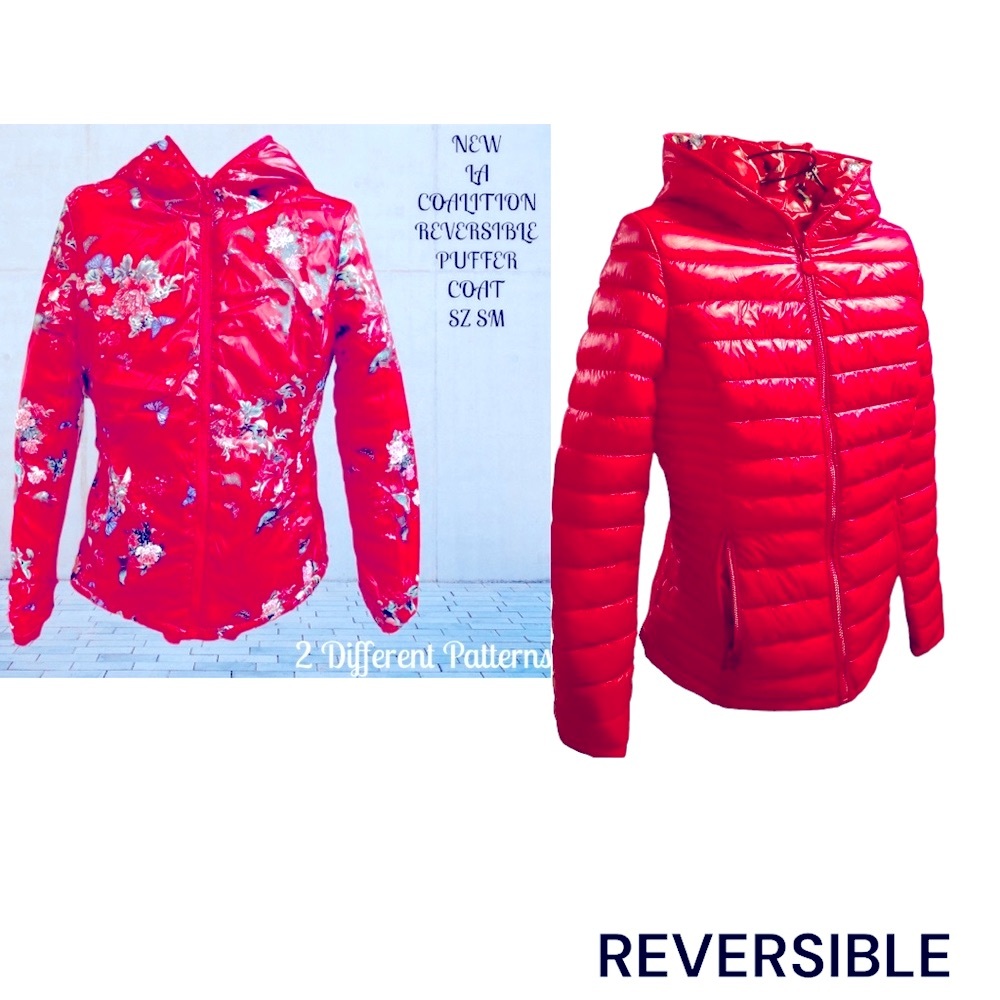 NEW LA COALITION GORGEOUS REVERSIBLE PUFFER COAT W/POCKETS 2 COATS IN 1-WARM!!🤩